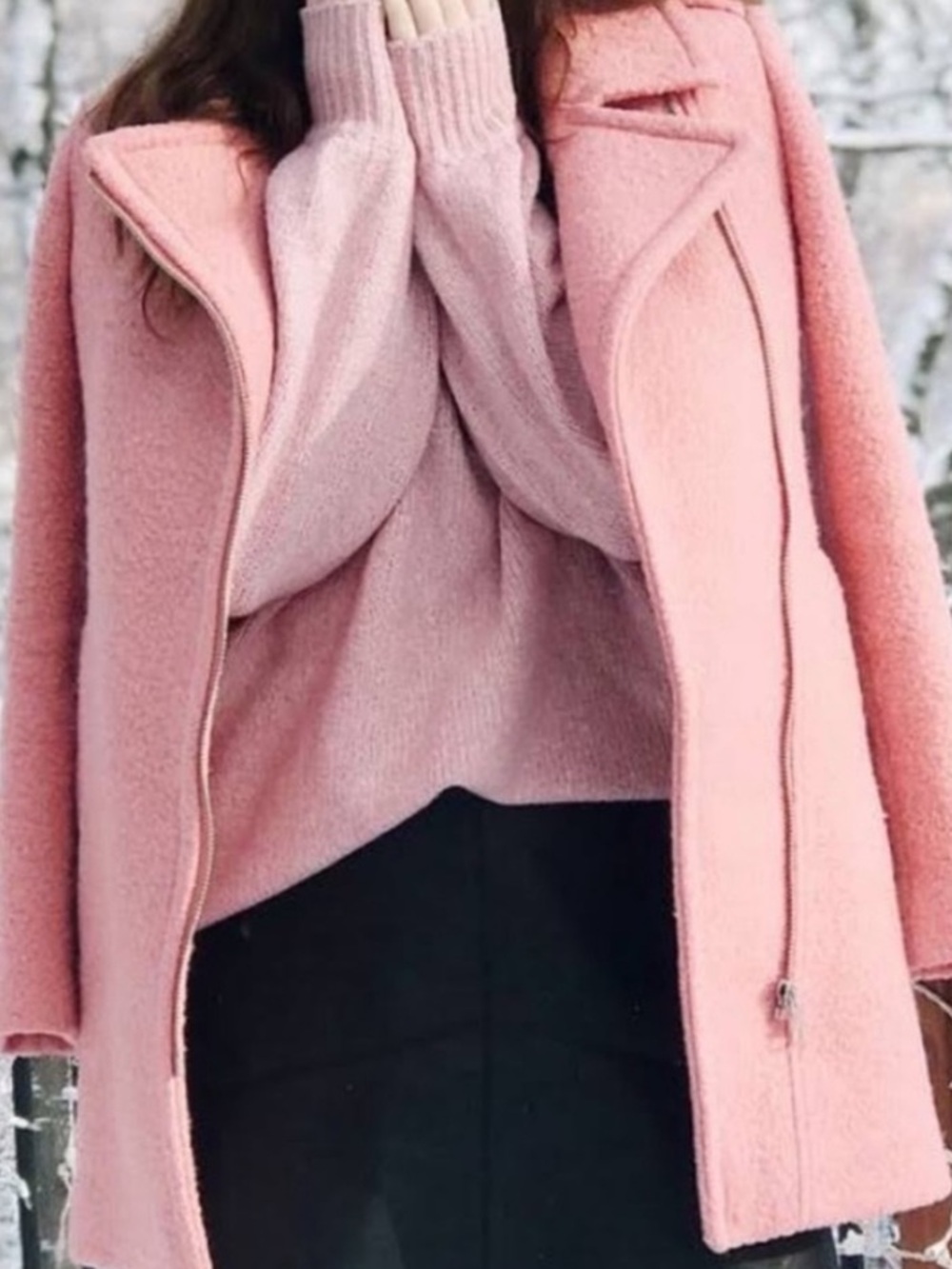 Loft Textured Wool Blend Moto Pea Coat Sutton Pink Size S NWT - Picture 16 of 16